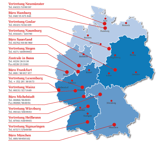 Eine Karte mit unseren Standorten